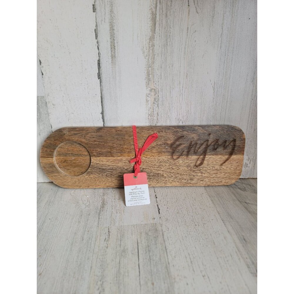 Hallmark appetizer platter enjoy wooden Xmas home decor‎